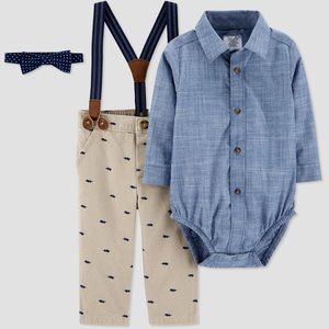 Baby Boy's Bowtie Suspender Set